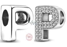 Sterling Silber 925 Alphabet Buchstabe P, Perle für Armband