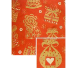 Nekupto Weihnachtsgeschenkpapier 70 x 150 cm Rot, goldene Geschenke