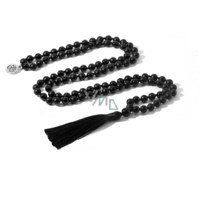 108 Mala Onyx Halskette mattierter Meditationsschmuck, Naturstein, geknotete Quaste, Perle 8 mm 108 Mala Onyx Halskette mattierter Meditationsschmuck, Naturstein, geknotete Quaste, Perle 8 mm