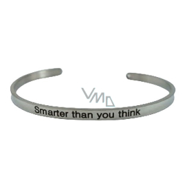 Edelstahlarmband silber mit Gravur Schlauer als du denkst, offene Manschette, 4 mm