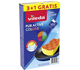 Vileda PUR active Colors Schwamm für Geschirr, 3+1 Stück