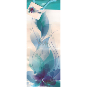 Nekupto Geschenk Papierflaschentasche 36 x 12 x 9 cm Weißes Türkis mit Blume ALH