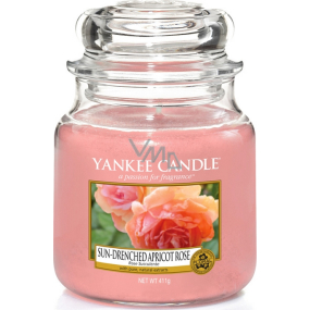 Yankee Candle Sun Drenched Apricot Rose - Gestickte Apricot Rose Duftkerze Classic Medium Glass 411 g