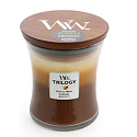 WoodWick Trilogy Cafe Sweets - Duftkerze mit Holzdocht und Deckel im Glas, große 609,5 g