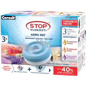Ceresit Stop Moisture Aero 360 Duftmischung - Vanille-, Obst-, Lavendel-Ersatztabletten 3 x 450 g