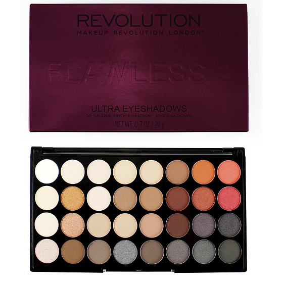 Makeup Revolution Ultra Lidschatten-Palette 32 Lidschatten makellos 2 20 g