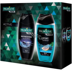 Palmolive Men Refreshing 3 in 1 Duschgel für Körper, Gesicht und Haare für Männer 250 ml + Men Sport 3 in 1 Duschgel für Körper, Gesicht und Haare für Männer 250 ml, Kosmetikset