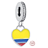 Charm 925 Sterling Silber Kolumbianische Flagge Herz - Ich liebe Kolumbien, Anhänger für Reise-Armband