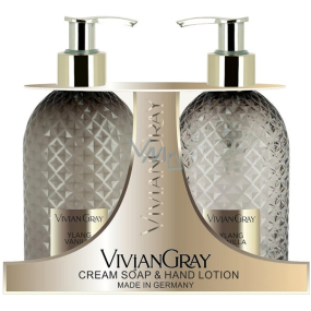 Vivian Gray Ylang und Vanille Luxus-Flüssigseife mit Spender 300 ml + Luxus-Handlotion mit Spender 300 ml, Kosmetikset
