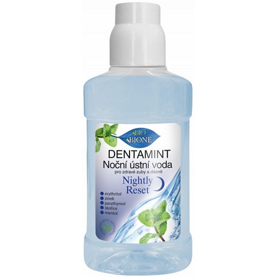 Bione Cosmetics Dentamint Nacht-Mundspülung für gesunde Zähne und Zahnfleisch 265 ml