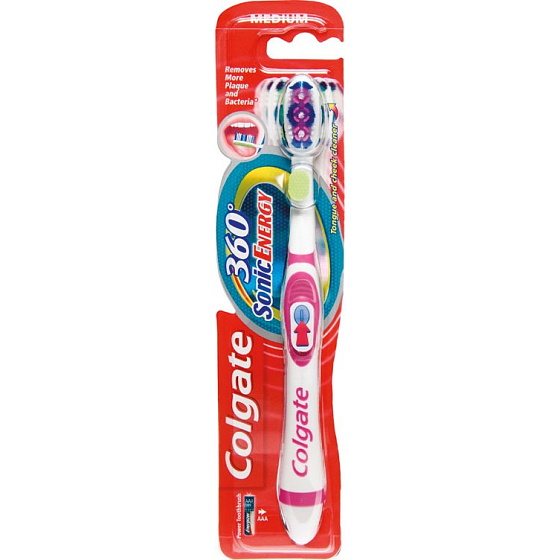 Colgate 360 ° Sonic Energy Batterie Mittlere mittlere Zahnbürste 1 Stück