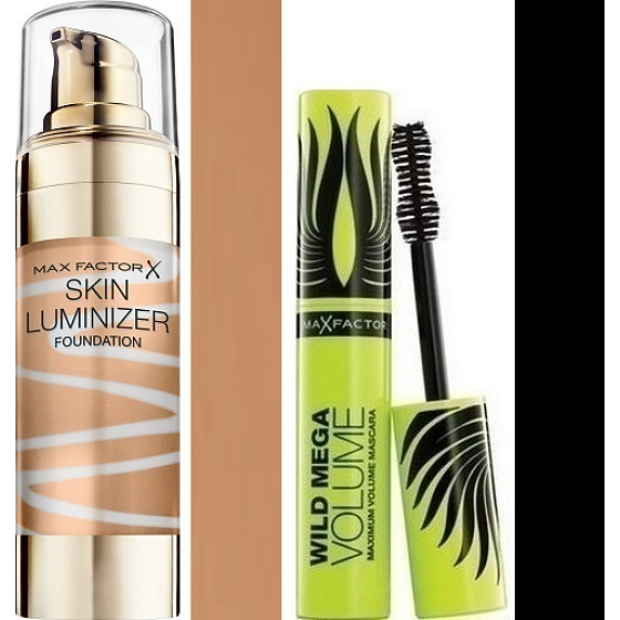 Max Factor Skin Luminizer Foundation Make-up 75 Golden 30 ml + Wild Mega Volume Mascara schwarz 11 ml