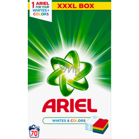 Ariel Whites + Colors Waschpulver für farbige und weiße Wäschekästen 70 Dosen 5,25 kg
