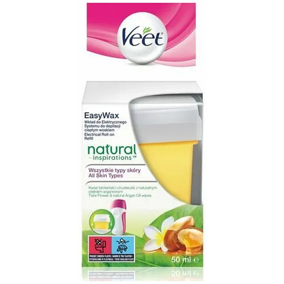 Veet Easy Wax Natürliche Inspirationen Tiare Blütenwachsfüllung für die elektrische Enthaarung für alle Hauttypen 50 ml