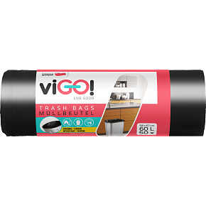 viGO Müllsäcke schwarz, 6 µ, 58 × 67 cm, 60 l, 50 Stk viGO Müllsäcke schwarz, 6 µ, 58 × 67 cm, 60 l, 50 Stk