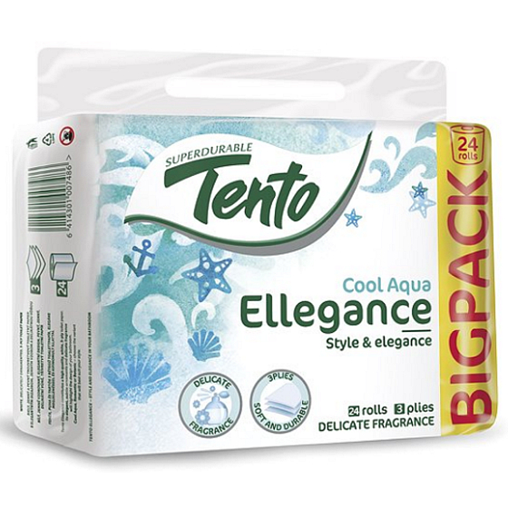 Dieses Ellegance Cool Aqua Toilettenpapier 3-lagig, 16 m, 24 Stück