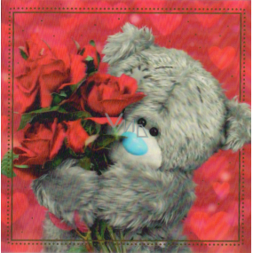 Me To You Umschlag Grußkarte 3D Teddybär mit einem Strauß roter Rosen 15 x 15 cm