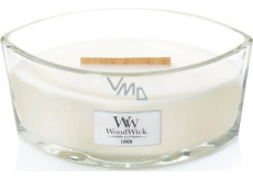 WoodWick Linen - Reine Flachs-Duftkerze mit breitem Holzdocht und Glasschiffchendeckel 453 g