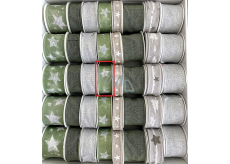 Ditipo Stoffband mit Draht Grün mit weißen Sternen 3 mx 25 mm