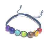 7 Chakren Heilung Perlenarmband handgefertigt gestrickt, blau, Ausgleichsperlen