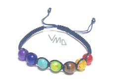 7 Chakren Heilung Perlenarmband handgefertigt gestrickt, blau, Ausgleichsperlen