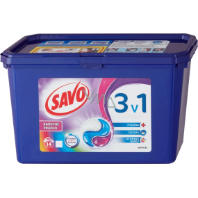 Savo Chlorfrei Color 3in1 Gelkapseln zum Waschen von Buntwäsche 14 Stück 378 g