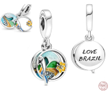 Sterling Silber 925 I Love Brazil - Brasilianischer Strand, 2in1 Reise-Armband-Anhänger