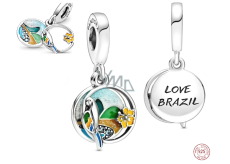 Sterling Silber 925 I Love Brazil - Brasilianischer Strand, 2in1 Reise-Armband-Anhänger