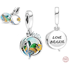 Sterling Silber 925 I Love Brazil - Brasilianischer Strand, 2in1 Reise-Armband-Anhänger Sterling Silber 925 I Love Brazil - Brasilianischer Strand, 2in1 Reise-Armband-Anhänger