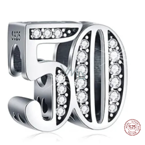 Charme Sterling Silber 925 50. Jahrestag, Perle auf Armband Charme Sterling Silber 925 50. Jahrestag, Perle auf Armband