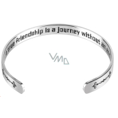 Edelstahlarmband silber mit Gravur Wahre Freundschaft..., offene Manschette, 2,5 mm