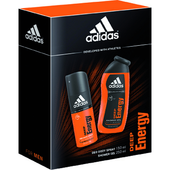 Adidas Deep Energy Deodorant Spray 150 ml + Duschgel 250 ml, Kosmetikset