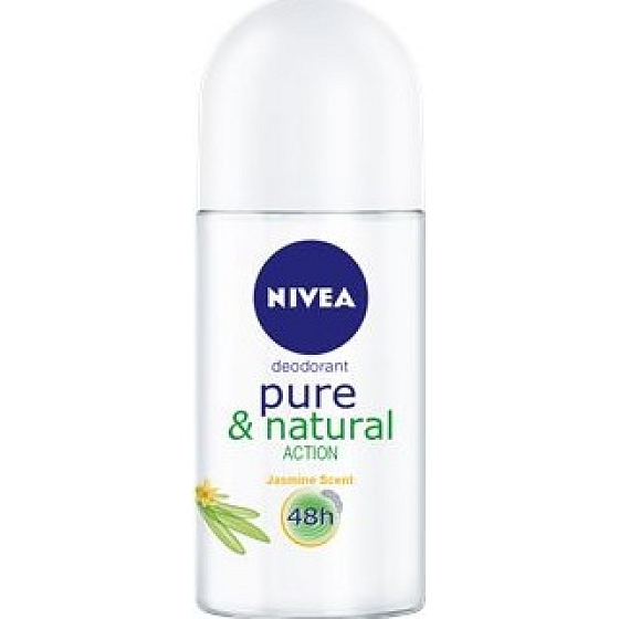 Nivea Pure & Natural Action mit dem Duft von Jasmin Roll Antitranspirant Roll-On für Frauen 50 ml