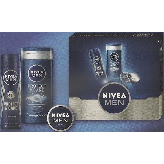 Nivea Men Deo Protect Antitranspirant Spray 150 ml + Duschgel 250 ml + Creme 30 ml, Kosmetikset