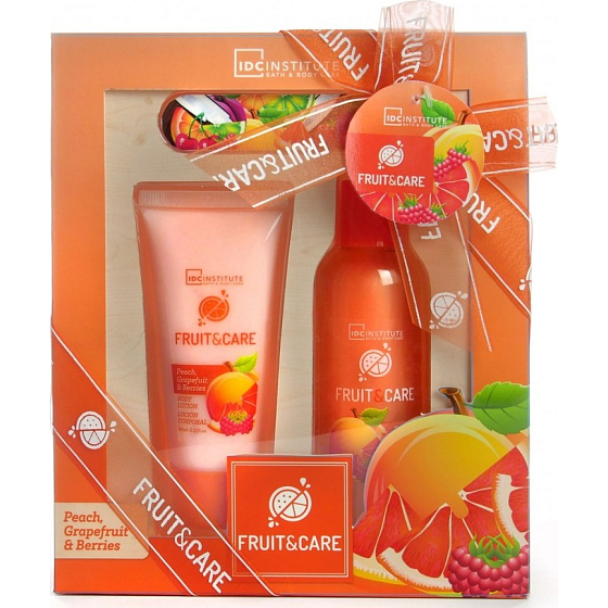 Idc Institute Obst & Pflege Pfirsich, Grapefruit & Beeren Duschgel 100 ml + Körperlotion 60 ml + Nagelfeile 1 Stück, Kosmetikset