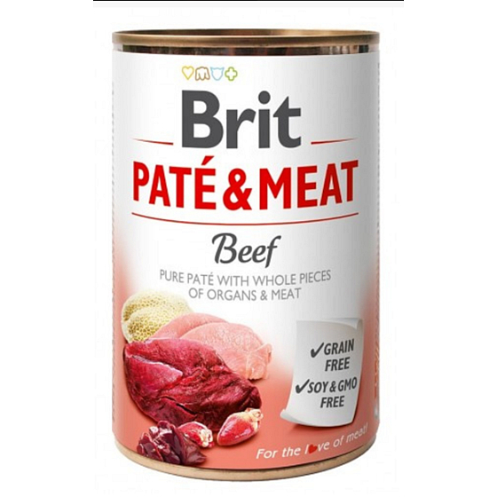 Brit Paté & Meat Rinder- und Putenpastete komplettes Hundefutter 400 g