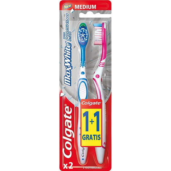 Colgate Max White Mittlere mittlere Zahnbürste 1 + 1 Stück