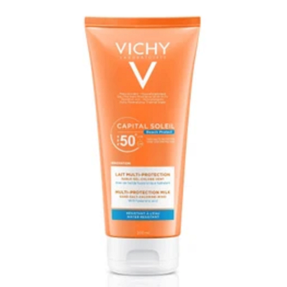 Vichy Capital Soleil SPF50 schützende Sonnenmilch für Gesicht und Körper für die ganze Familie 300 ml