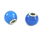 Achat blau, Perlenanhänger rund Naturstein 14 mm, Loch 4,2 mm 1 Stück