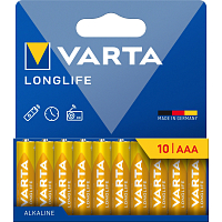 Varta Longlife AAA Alkaline Batterien, 10 Stück
