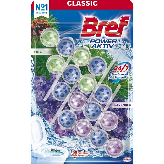 Bref Power Aktiv Kiefer und Lavendel WC Block, 4 x 50 g