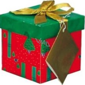 Angel Folding Geschenkbox mit rotem Weihnachtsband mit Goldband 10 x 10 x 10 cm 1 Stück
