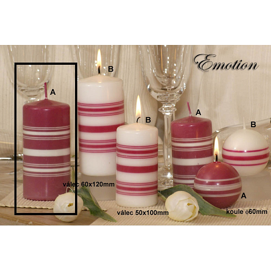 Lima Fresh Line Emotion Duftkerze rosa - weiße Streifen Zylinder 60 x 120 mm 1 Stück