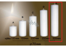 Lima Gastro glatte Kerze weißer Zylinder 70 x 300 mm 1 Stück