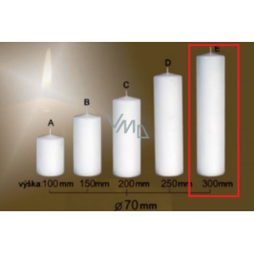 Lima Gastro glatte Kerze weißer Zylinder 70 x 300 mm 1 Stück