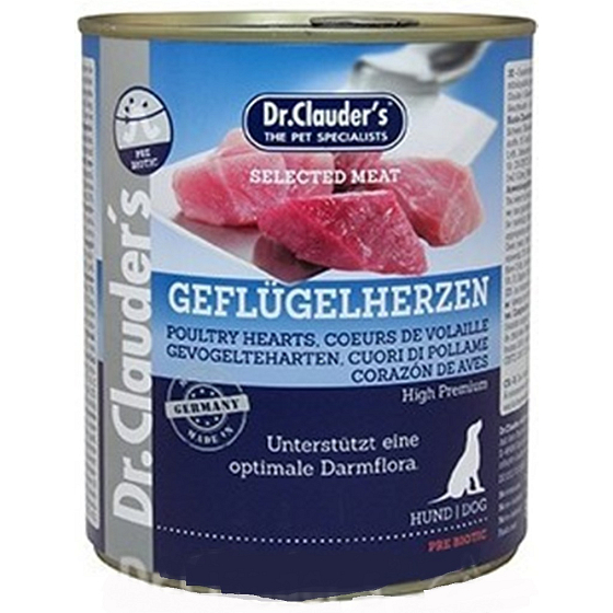 DR. Clauders Geflügelherz und Fleisch komplettieren Super-Premium-Futter für erwachsene Hunde enthält Probiotika - Substanzen für eine gute Verdauung 800 g