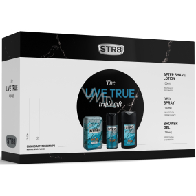 Str8 Live True Aftershave 50 ml + Deodorant Spray 150 ml + Duschgel 250 ml, Kosmetikset