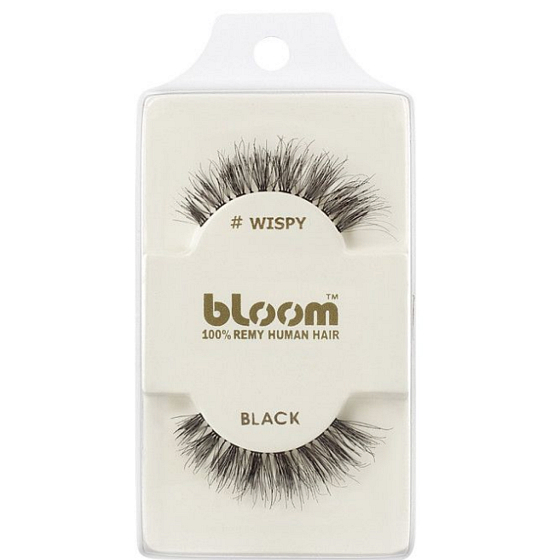 Bloom Natürliche klebrige Wimpern aus natürlichem Haar lockig schwarz Wispy