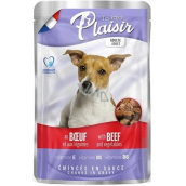 Plaisir Dog Rindstücke mit Gemüse, Alleinfuttermittel für ausgewachsene Hunde, Beutel 100 g