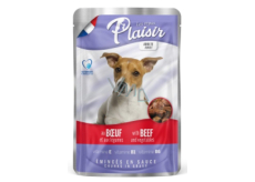 Plaisir Dog Beef Stücke mit Gemüse Komplettfutter für erwachsene Hunde Tasche 100 g
